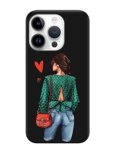 Матовий чорний чохол на Apple iPhone 14 Pro :: Дівчина в зеленому (принт 224)