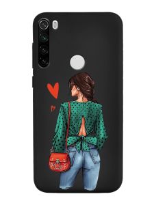 Матовий чорний чохол на Xiaomi Redmi Note 8T :: Дівчина в зеленому (принт 224)