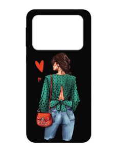 Матовий чорний чохол на Xiaomi Poco X4 Pro 5G :: Дівчина в зеленому (принт 224)