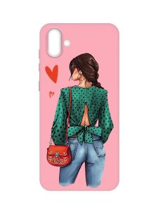 Матовий рожевий чохол на Samsung Galaxy A04 :: Дівчина в зеленому (принт 224)