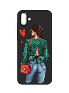 Матовий чорний чохол на Samsung Galaxy A04 :: Дівчина в зеленому (принт 224)