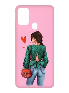 Матовий рожевий чохол на Samsung Galaxy M30s/M21 :: Дівчина в зеленому (принт 224)