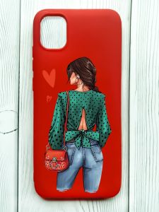 Матовий червоний чохол на Samsung Galaxy A04E/A042 :: Дівчина в зеленому (принт 224)