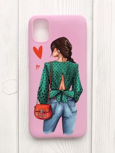 Матовий рожевий чохол на Samsung Galaxy A04E/A042 :: Дівчина в зеленому (принт 224)