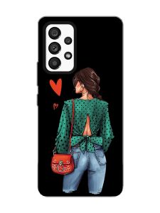 Матовий чорний чохол на Samsung Galaxy A53 4G/5G :: Дівчина в зеленому (принт 224)