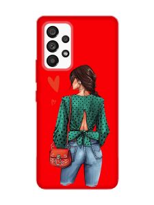 Матовий червоний чохол на Samsung Galaxy A53 4G/5G :: Дівчина в зеленому (принт 224)