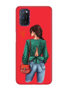 Матовий червоний чохол на Oppo A52/ A72/ A92 :: Дівчина в зеленому (принт 224)