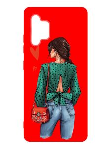 Матовий червоний чохол на Samsung Galaxy A32 :: Дівчина в зеленому (принт 224)