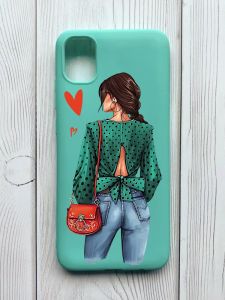 Матовий бірюзовий чохол на Samsung Galaxy A04E / A042 :: Дівчина в зеленому (принт 224)