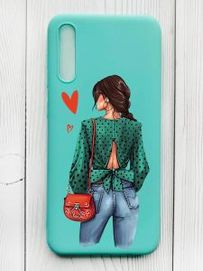 Матовий бірюзовий чохол на Samsung Galaxy А50 (2019) А505F :: Дівчина в зеленому (принт 224)