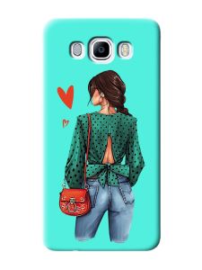 Матовий бірюзовий чохол на Samsung Galaxy J7(2016) J710 :: Дівчина в зеленому (принт 224)