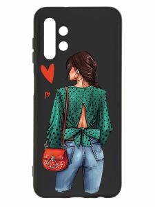 Матовий чорний чохол на Samsung Galaxy A13 4G :: Дівчина в зеленому (принт 224)