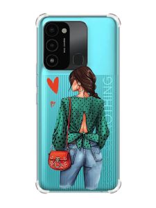 Чохол з потовщеними кутами на TECNO Spark Go 2022 :: Дівчина в зеленому (принт 224)