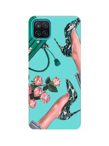 Матовий бірюзовий чохол на Samsung Galaxy A12 :: Туфельки і квіти (принт 225)