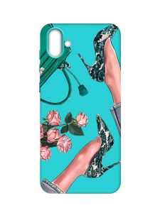 Матовий бірюзовий чохол на Samsung Galaxy A04 :: Туфельки і квіти (принт 225)
