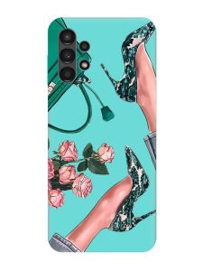 Матовий бірюзовий чохол на Samsung Galaxy A13 4G :: Туфельки і квіти (принт 225)