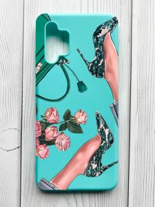 Матовий бірюзовий чохол на Samsung Galaxy A32 :: Туфельки і квіти (принт 225)