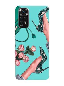 Матовий бірюзовий чохол на Xiaomi Redmi Note 11 :: Туфельки і квіти (принт 225)