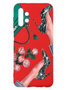 Матовий червоний чохол на Samsung A13 4G :: Туфельки і квіти (принт 225)