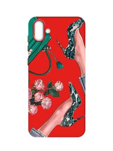 Матовий червоний чохол на Samsung Galaxy A04 :: Туфельки і квіти (принт 225)