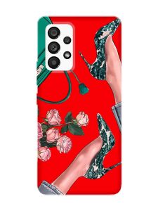 Матовий червоний чохол на Samsung Galaxy A53 4G/5G :: Туфельки і квіти (принт 225)