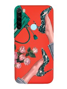 Матовий червоний чохол на Xiaomi Redmi Note 8T :: Туфельки і квіти (принт 225)