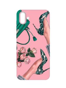 Матовий рожевий чохол на Samsung Galaxy A04 :: Туфельки і квіти (принт 225)