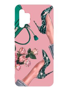 Матовий рожевий чохол на Samsung Galaxy A32 :: Туфельки і квіти (принт 225)