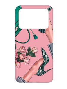 Матовий рожевий чохол на Xiaomi Poco X4 Pro 5G :: Туфельки і квіти (принт 225)