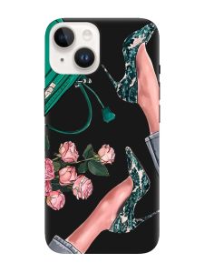 Матовий чорний чохол на Apple iPhone 14 :: Туфельки і квіти (принт 225)