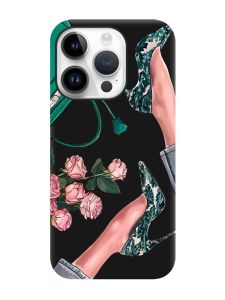 Матовий чорний чохол на Apple iPhone 14 Pro :: Туфельки і квіти (принт 225)