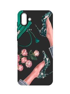 Матовий чорний чохол на Samsung Galaxy A04 :: Туфельки і квіти (принт 225)