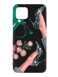 Матовий чорний чохол на Samsung Galaxy A12 :: Туфельки і квіти (принт 225)