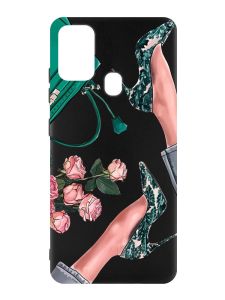 Матовий чорний чохол на Samsung Galaxy M30s/M21 :: Туфельки і квіти (принт 225)
