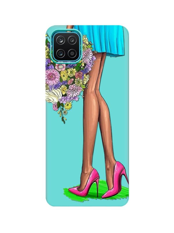Матовий бірюзовий чохол на Samsung Galaxy A12 :: Квітковий настрій (принт 226)