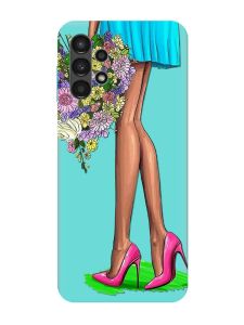 Матовий бірюзовий чохол на Samsung Galaxy A13 4G :: Квітковий настрій (принт 226)