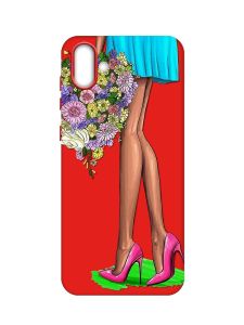 Матовий червоний чохол на Samsung Galaxy A04 :: Квітковий настрій (принт 226)