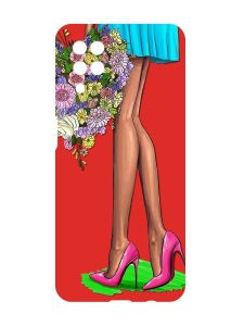 Матовий червоний чохол на Samsung Galaxy A12 :: Квітковий настрій (принт 226)