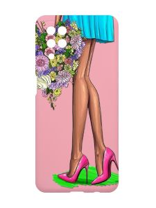 Матовий рожевий чохол на Samsung Galaxy A12 :: Квітковий настрій (принт 226)