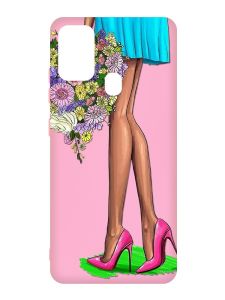 Матовий рожевий чохол на Samsung Galaxy M30s/M21 :: Квітковий настрій (принт 226)