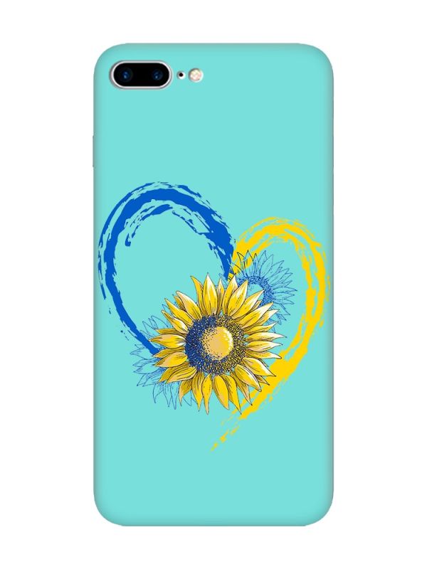 Матовий бірюзовий чохол на iPhone 7 Plus/8 Plus :: Серце з соняхом. Україна (принт 260)
