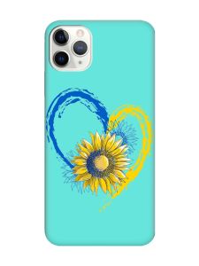 Матовий бірюзовий чохол на iPhone 11 Pro Max (6.5) :: Серце з соняхом. Україна (принт 260)