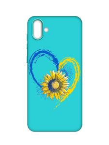 Матовий бірюзовий чохол на Samsung Galaxy A04 :: Серце з соняхом. Україна (принт 260)