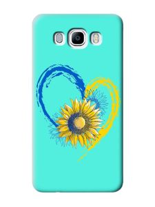 Матовий бірюзовий чохол на Samsung Galaxy J7(2016) J710 :: Серце з соняхом. Україна (принт 260)