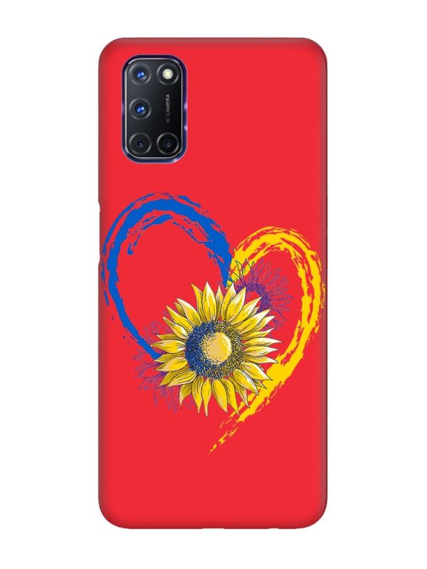 Матовий червоний чохол на Oppo A52/ A72/ A92 :: Серце з соняхом. Україна (принт 260)
