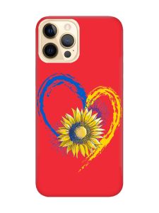 Матовий червоний чохол на Apple iPhone 12 Pro Max :: Серце з соняхом. Україна (принт 260)