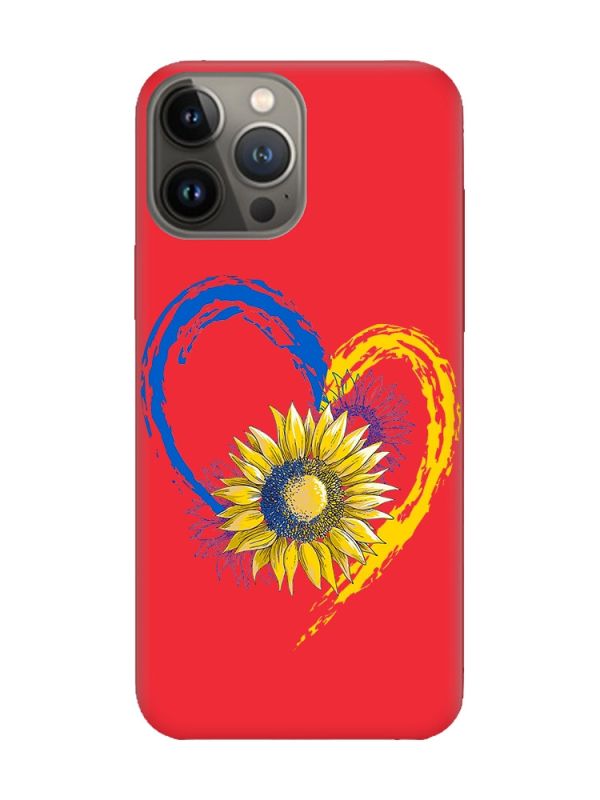 Матовий червоний чохол на Apple iPhone 13 Pro :: Серце з соняхом. Україна (принт 260)