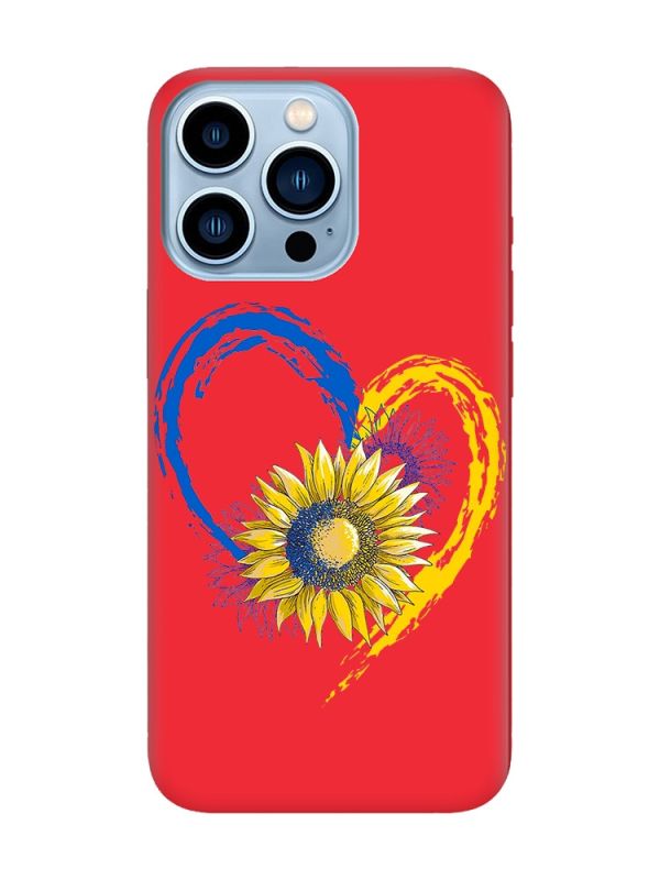 Матовий червоний чохол на Apple iPhone 13 Pro Max :: Серце з соняхом. Україна (принт 260)