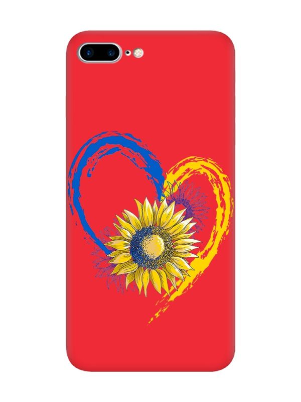 Матовий червоний чохол на iPhone 7 Plus/8 Plus :: Серце з соняхом. Україна (принт 260)
