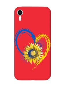 Матовий червоний чохол на Apple iPhone XR :: Серце з соняхом. Україна (принт 260)